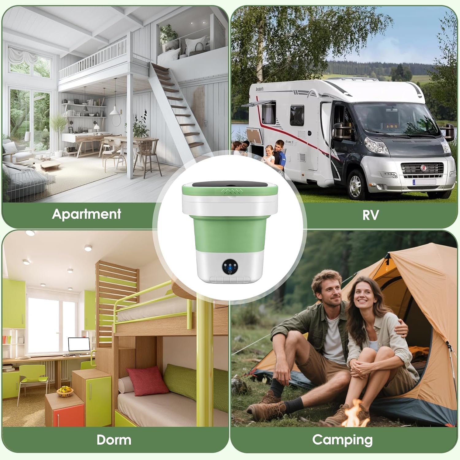 Portable Washing Machine 16L Mini Laundry Washer 3 Modes with Spin Basket Laundry Machine Cleaning Depth Underwear,Baby Clothes Small Shirt for Apartments Dormitories Hotels and Camping (Green)