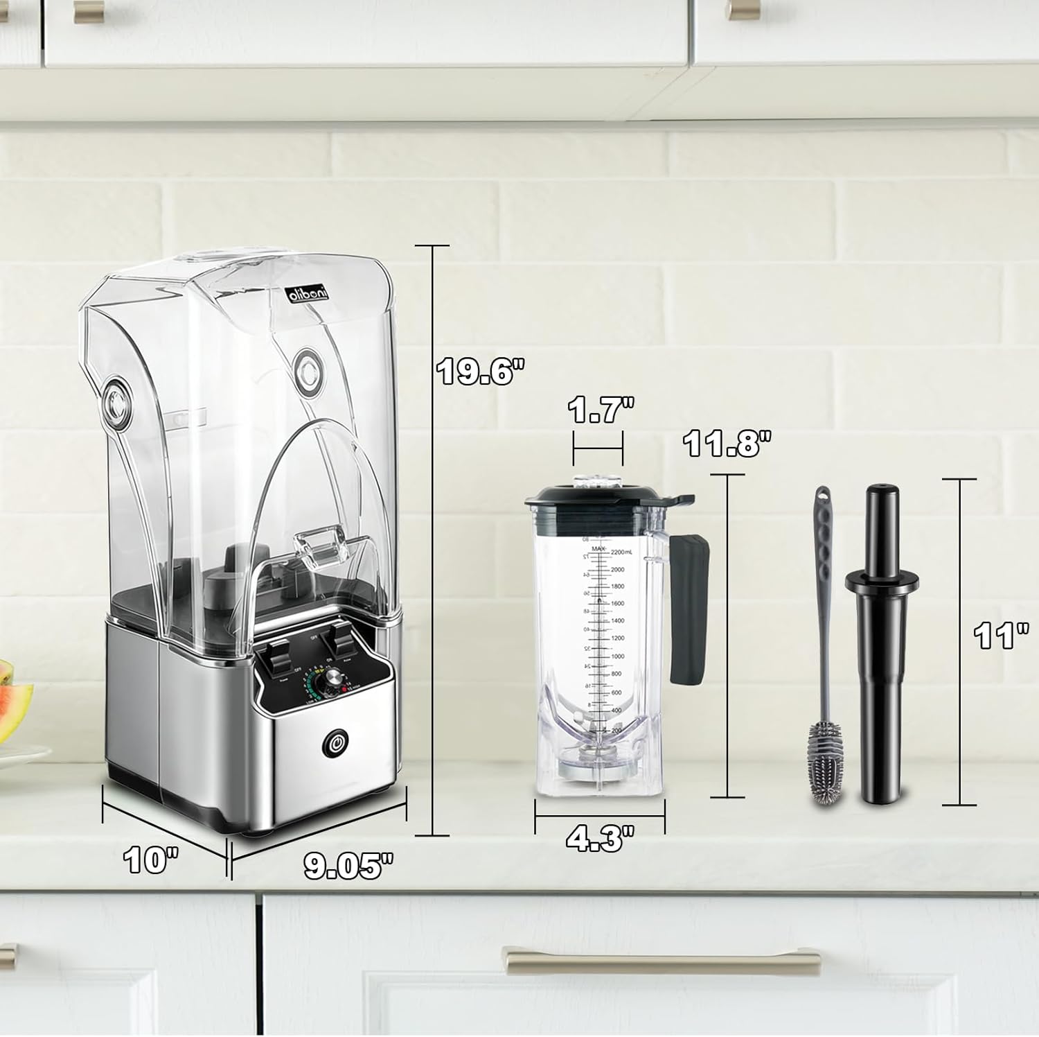 Commercial Blender for Smoothies 2200W With Soundproof Cover, 2200 ML, 15 Speeds, 6-leaves Stainless Steel Blade,Heavy Duty Blender for Restaurant,Ice Crush,Shakes, 9.5