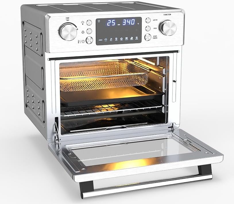 ARLIME 14-in-1 Air Fryer Toaster Oven Combo, 1700W Stainless Steel Countertop Convection Oven with Bake, Rotisserie, Dehydrate & Defrost Functions, 26 QT Large Capacity, 60-Minute Timer & Accessories