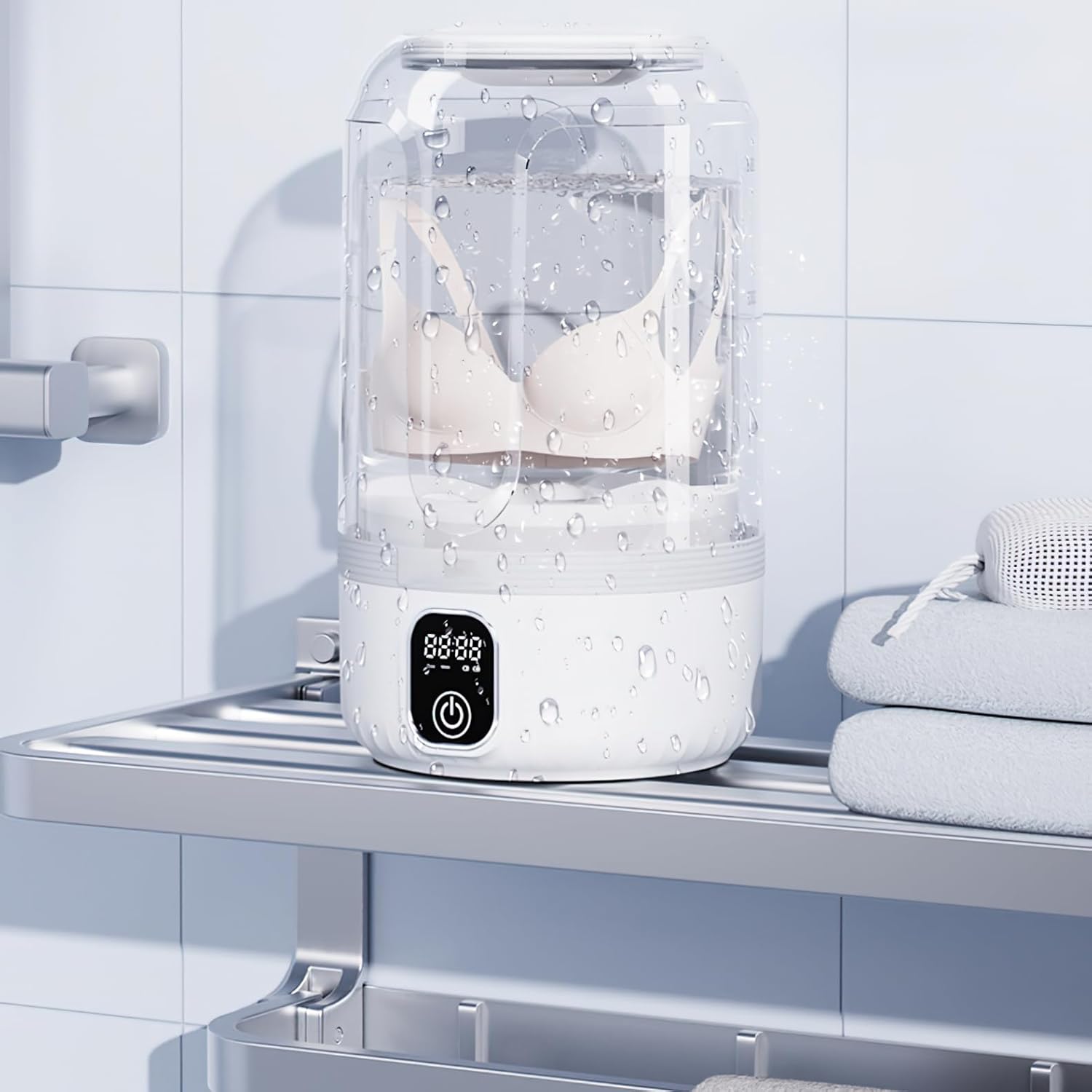 Portable Mini Washing Machine, Smart Digital Display, 7000mAh Battery Powered, Compact Travel Washer for Underwear, Socks (Flagship Edition)