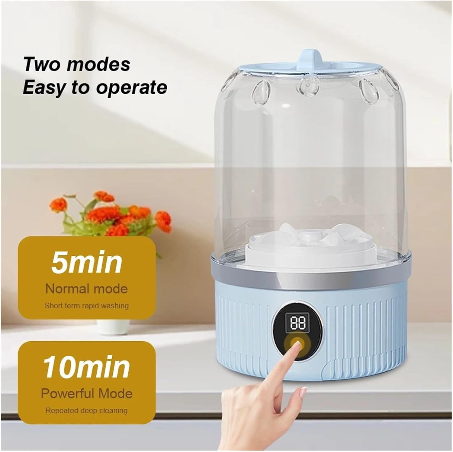 Underwear Washer With Laundry Cup Cordless Small Washing Machine Rechargeable Portable Washing Machine For Bra Underwear Socks,for Travel,Camping, RV & Dorms(Aqua Blue)