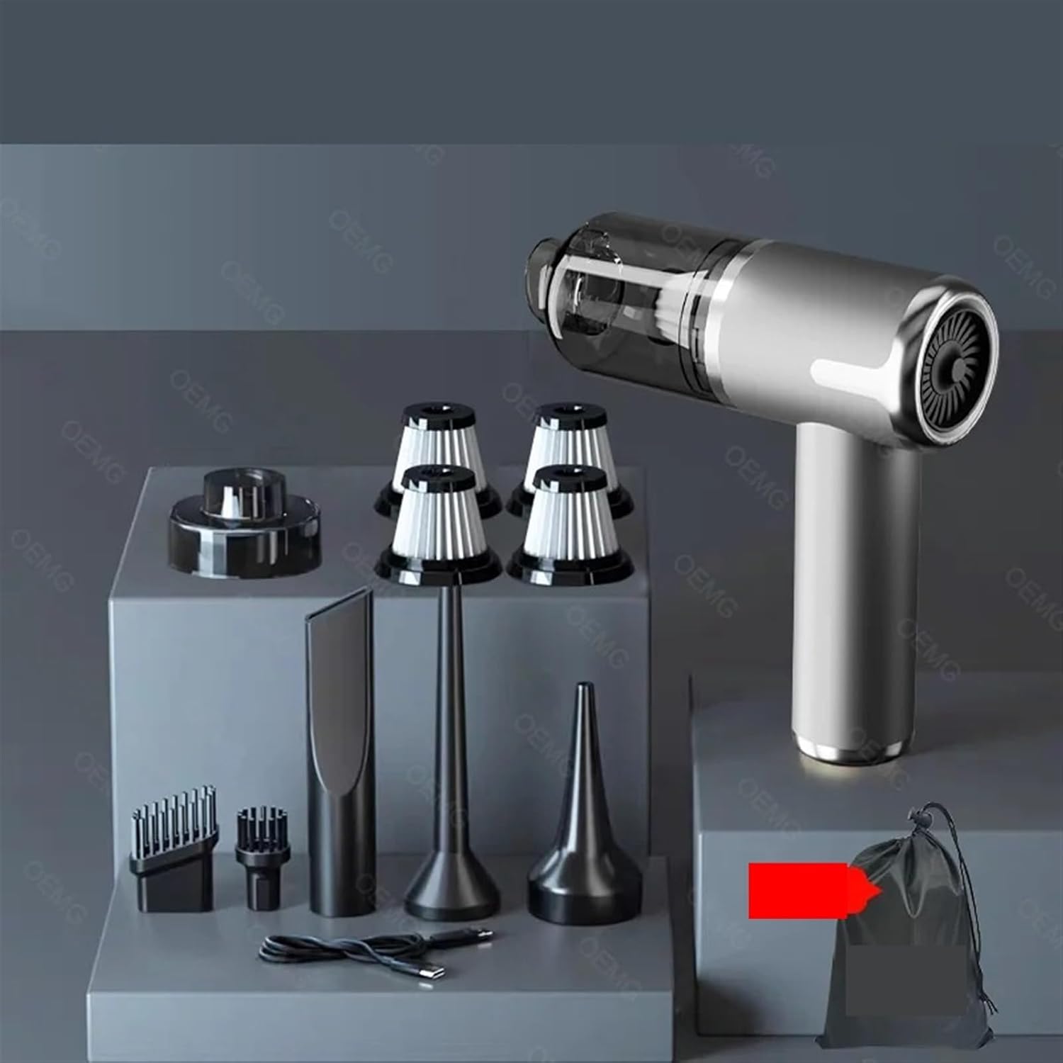 PUCHEN Electric Leaf blowe 120000PA Car Vacuum Cleaner Mini Portable Wireless Hand held Cleaner for Home Appliance Powerful Cleaning Machine Car Cleaner(Grey Pro 4hepa)