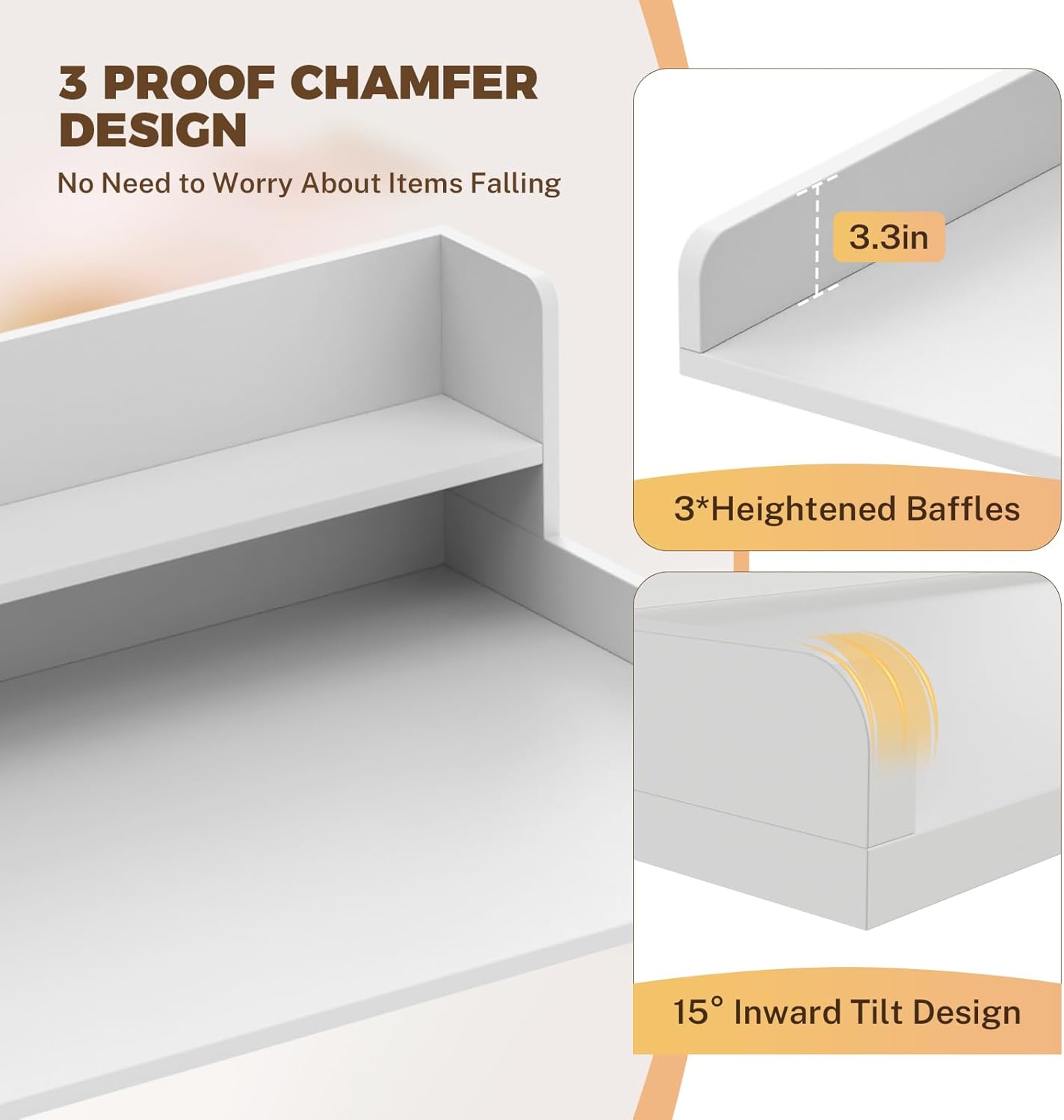 FAHKNS 2-Tier Washer Dryer Countertop - Solid Wood Laundry Topper with Anti-Slip Mat, 54