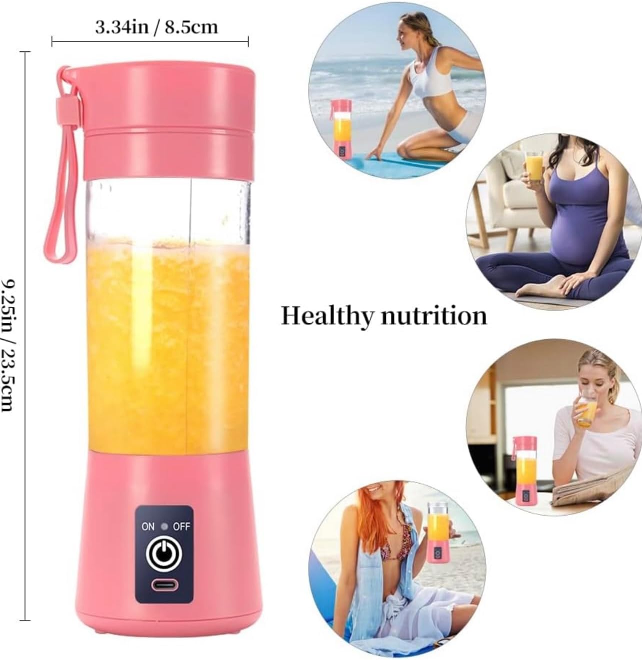 portable blender electric rechargable (pink)