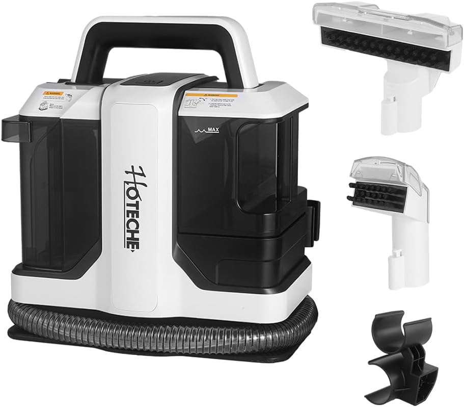 Hoteche Portable Carpet Cleaner Machine, Powerful Handheld Spot Extractor for Pet Stains, Upholstery & Car Interior Cleaning, Dual Tank System, Lightweight Electric Carpet Shampooer with Accessories