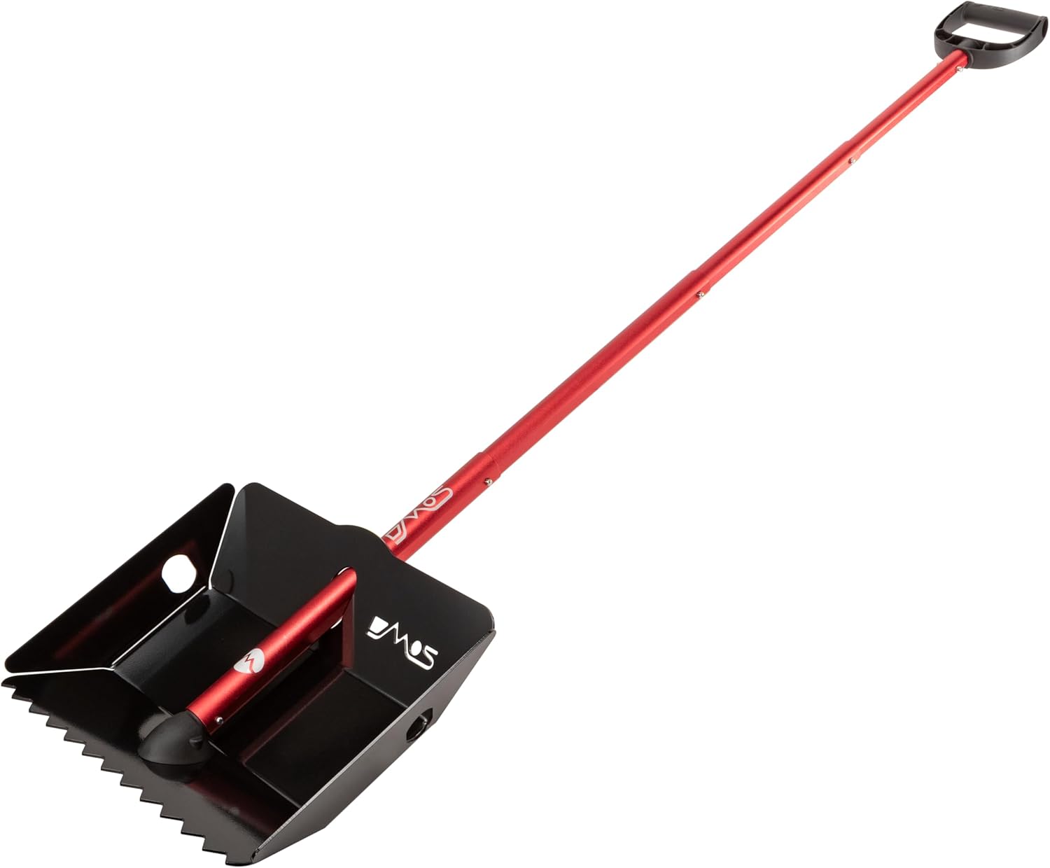 DMOS Stealth Shovel - Lightweight, Heavy-Duty Aluminum Sand & Snow Shovel with Extendable & Collapsible Handle for Camping, Overlanding, Survival, & Off-Road Use - Black/Red - X-Large