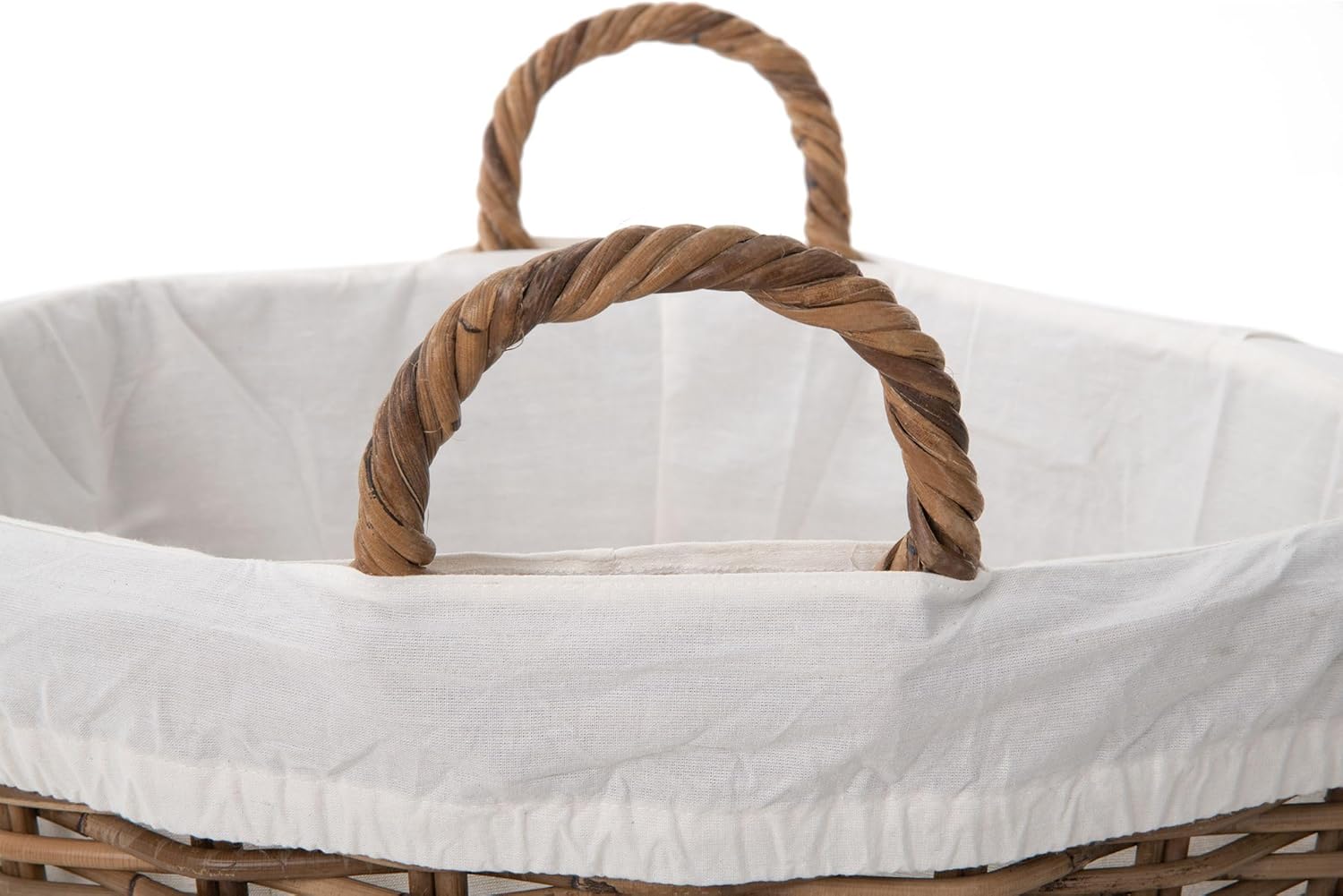 Kouboo Round Rattan Storage and Laundry Basket with Liner and Handles - Removable and Washable Liner