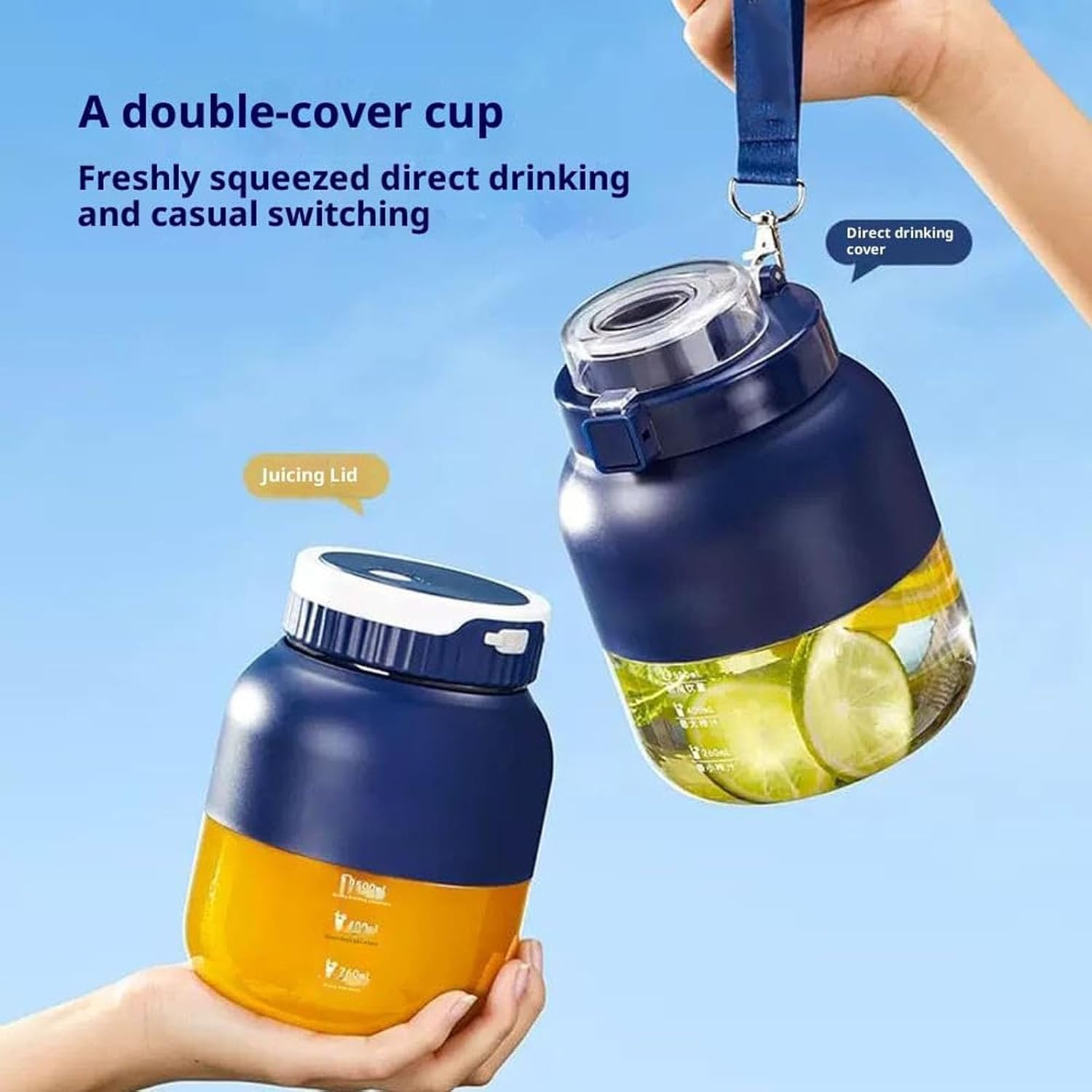 Portable wireless juicer，Portable Blender Cup with Straw and Two Lids, Multifunctional Large-Capacity Wireless Blenders Rechargeable, for Smoothies, Shakes & Frozen Blending (green)