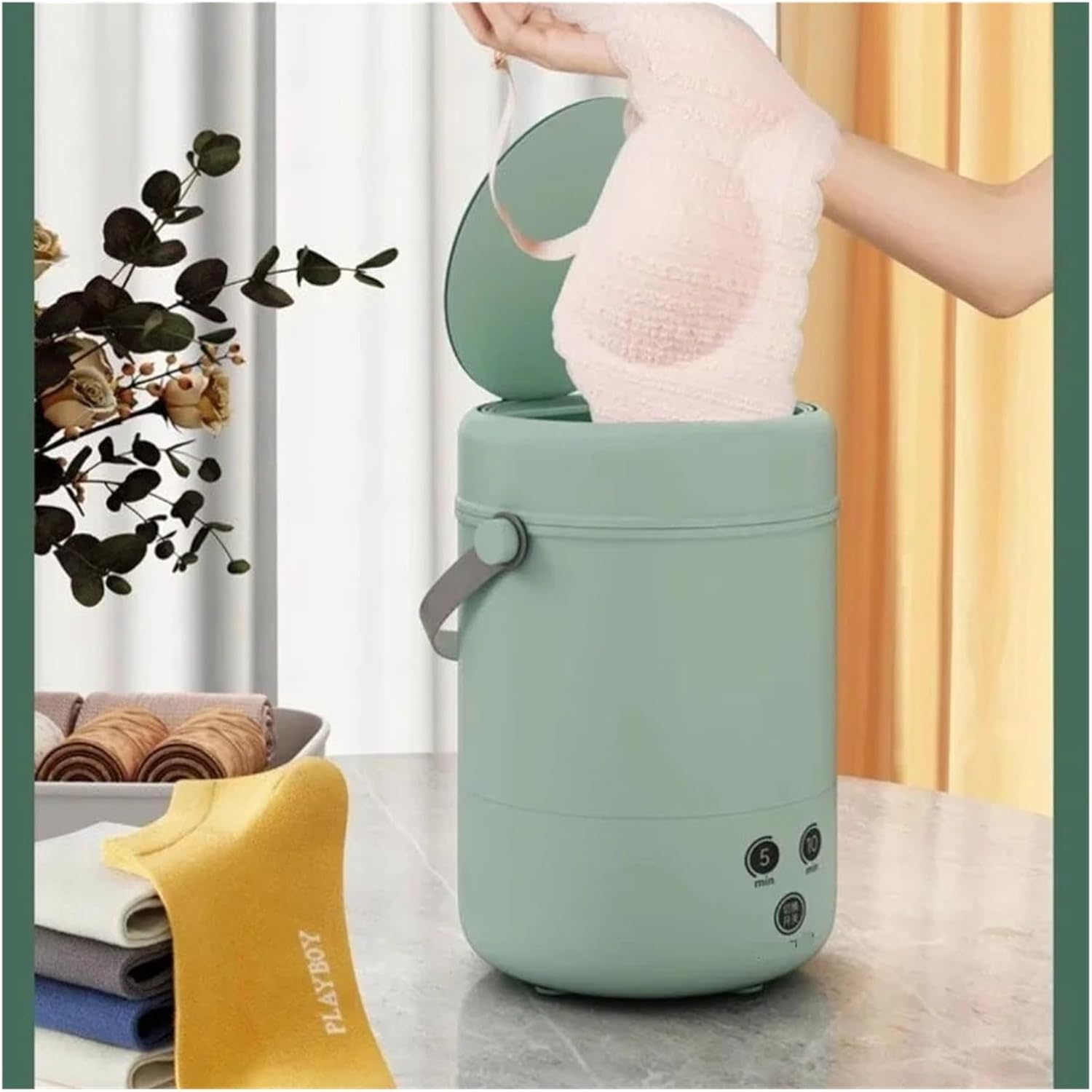 Blue Light Underwear Washing Machine Mini Socks Washing Semi-automatic Dormitory Dedicated,for Travel,Camping, RV & Dorms(Green)