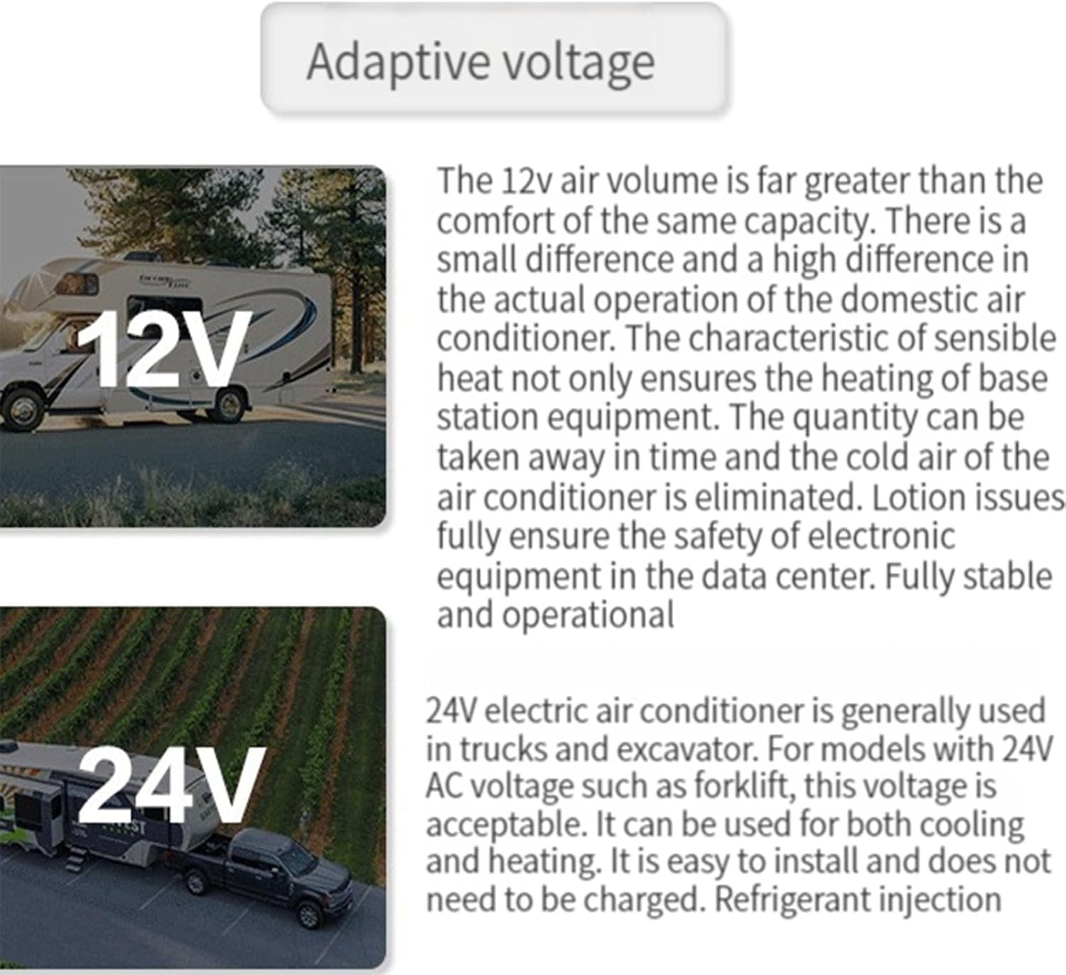RV Air Conditioner 12V/24V Caravan Rv Truck Parking Electric Battery Powered,Heating and Cooling Combined Air Conditioner with Heater Unit,for Buses（12v）