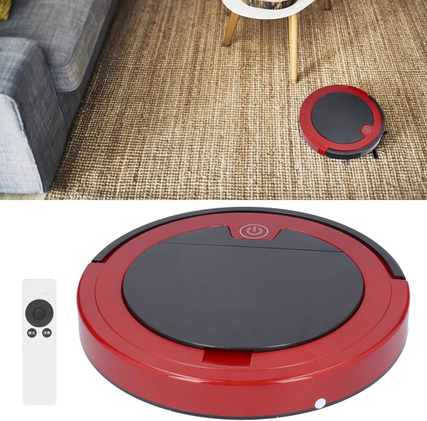 Intelligent Remote Control USB Rechargeable Floor Dust Sweeping Robot Vacuum Cleaner DC5V Red