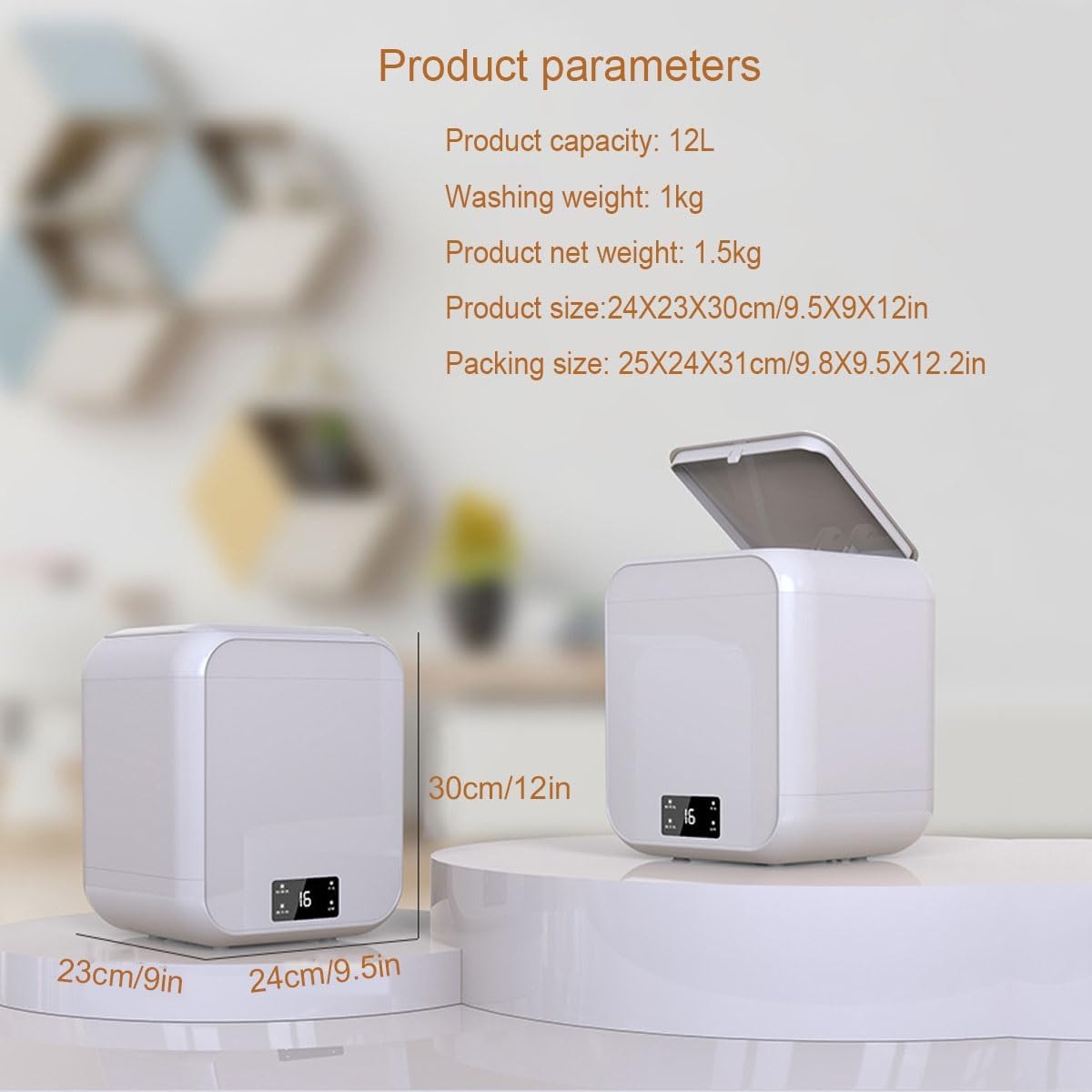 Portable Washing Machine 9.5X9X12in Small Washer Convenience And Efficiency 12L Capacity Travel Washing Machine For Home Dorm Apartment RV Outdoor Use