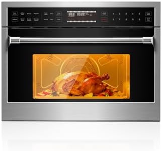 AAOBOSI 24 Inch Built in Microwave Oven,1.6 Cu.Ft Wall Microwave Convection Ovens Air Fryer Combos, 1000Watt Power Sensor&Auto Cook, 10 Cooking Modes, Drop Down Door,Stainless Steel