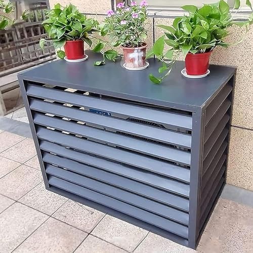 Aluminum Alloy Outdoor Air Conditioner Cover, Louver Dust Cover, Waterproof Heat Pump Cover, Suitable for Air Conditioner Outdoor Unit,Grey-B110*60 * 80cm