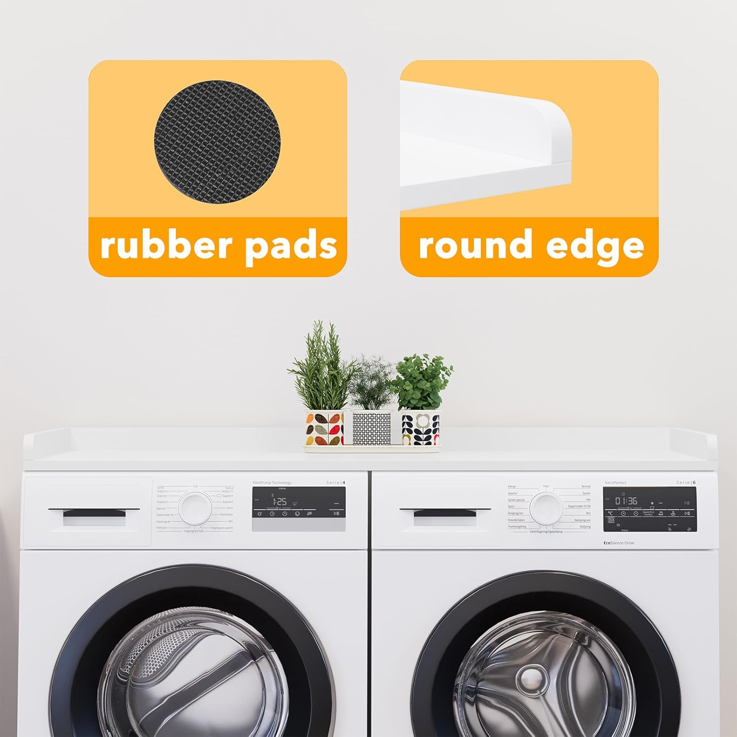 SpaceAid Washer Dryer Countertop, Laundry Wood Shelf Topper with Edge, 54