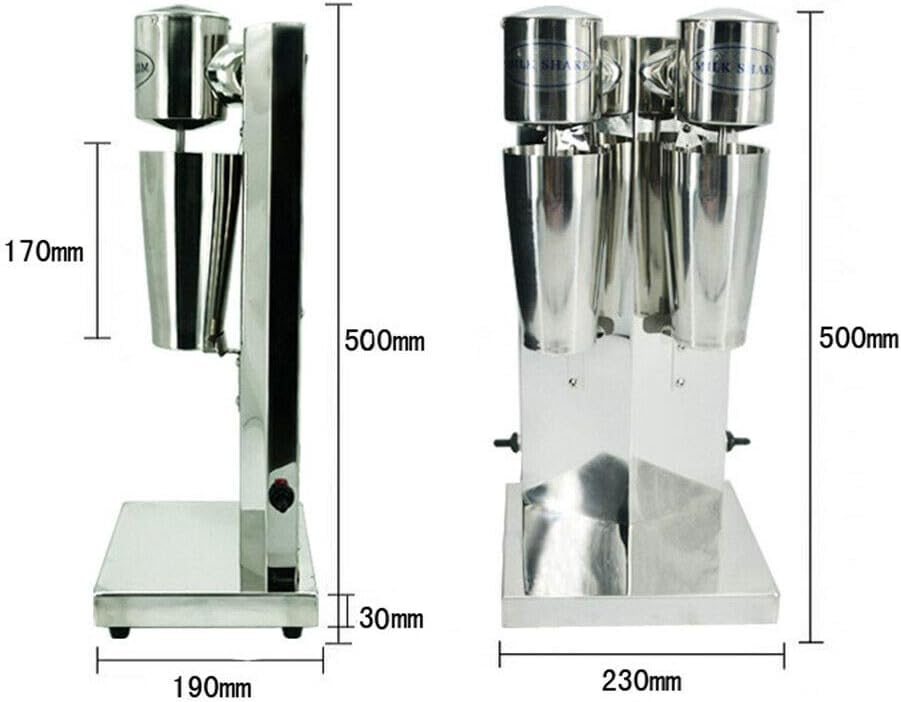 Electric Milkshake Maker, 110V 18000RMP Commercial Stainless Steel Drink Mixer Machine Smoothie Malt Blender with 2 Speed Adjustable (Double Head)
