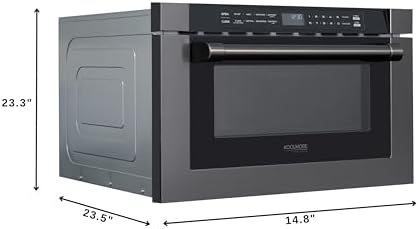 KoolMore Reserve 24 in. 1.2 cu. ft. Microwave Drawer with Electric Door Opening, 10 Power Levels, Sensor Cooking, Melt, Defrost, Bake, Roast, Broil, 1500 Watts, UL Certified in Black Stainless-Steel