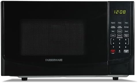 Farberware 0.9 Cu. Ft. Black Microwave Oven, 900W with LED Display, 10 Power Levels, 8 Auto-Cook Presets, Express Cooking & Defrost