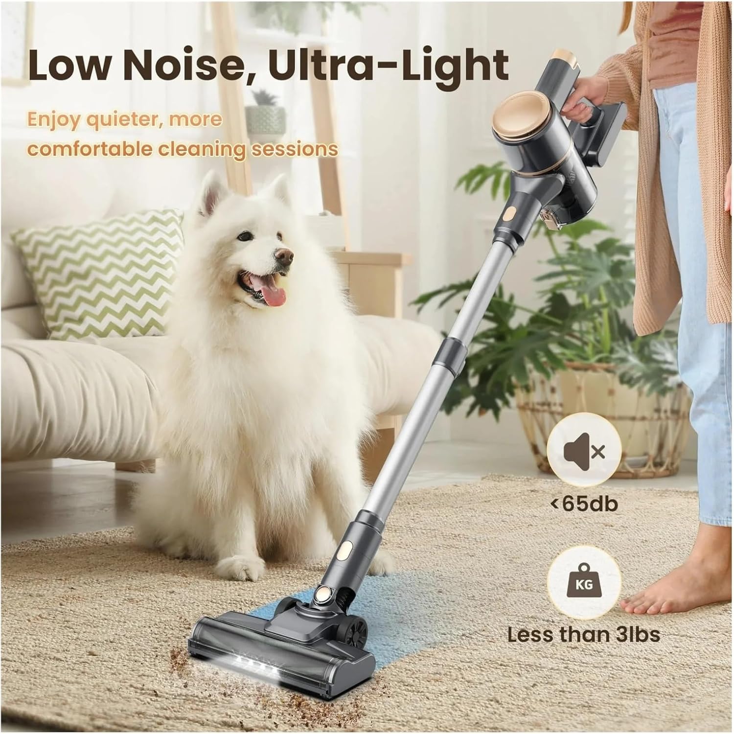 INSE N8 Cordless Vacuum Cleaner, 25Kpa Powerful Suction, 40 Mins Runtime, Lightweight Rechargeable Stick Vacuum For Pet Hair Carpet Hard Floor Car Cleaning(N8 Blue)
