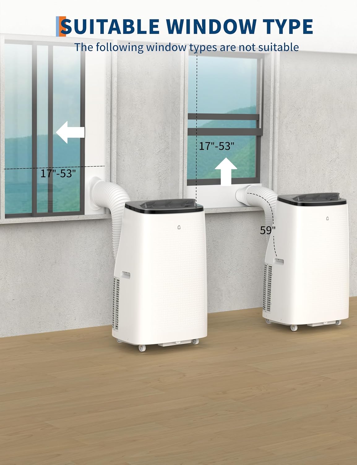 14000 BTU Portable Air Conditioner 3 in-1, Energy-Efficient Low Noise AC Unit with Sleep Mode, 3 Speeds, Dehumidifier, Fits 16 in-47 in Windows for 600-750 sq ft Rooms