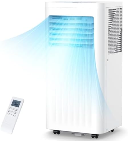 COWSAR 10,000 BTU Portable Air Conditioners, Portable AC Unit Cools Up to 450 Sq.ft with Remote, 4 Modes Room Air Conditioners with LED Display/Swivel Wheels/Installation Kits/Sleep Modes, White