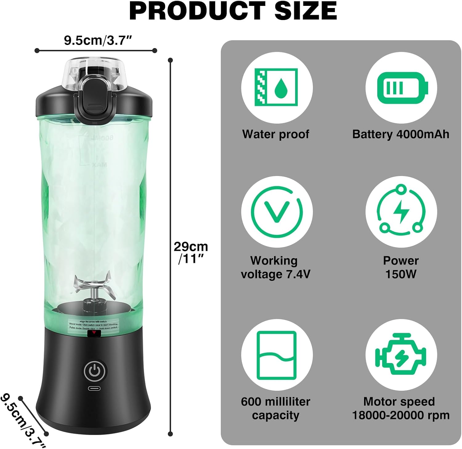 Fruit Juicer Multi Blender Smoothie Maker Shake & Take 600ml Sports Bottle Multi Blender Food Ice Processor Juicer Smoothie Maker Mixer Rechargeable Commercial Blender