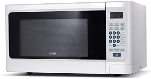 Commercial Chef Countertop Microwave, 1.1 Cubic feet, White & BLACK+DECKER 4-Slice Convection Oven, Stainless Steel, Curved Interior fits a 9 inch Pizza, TO1313SBD