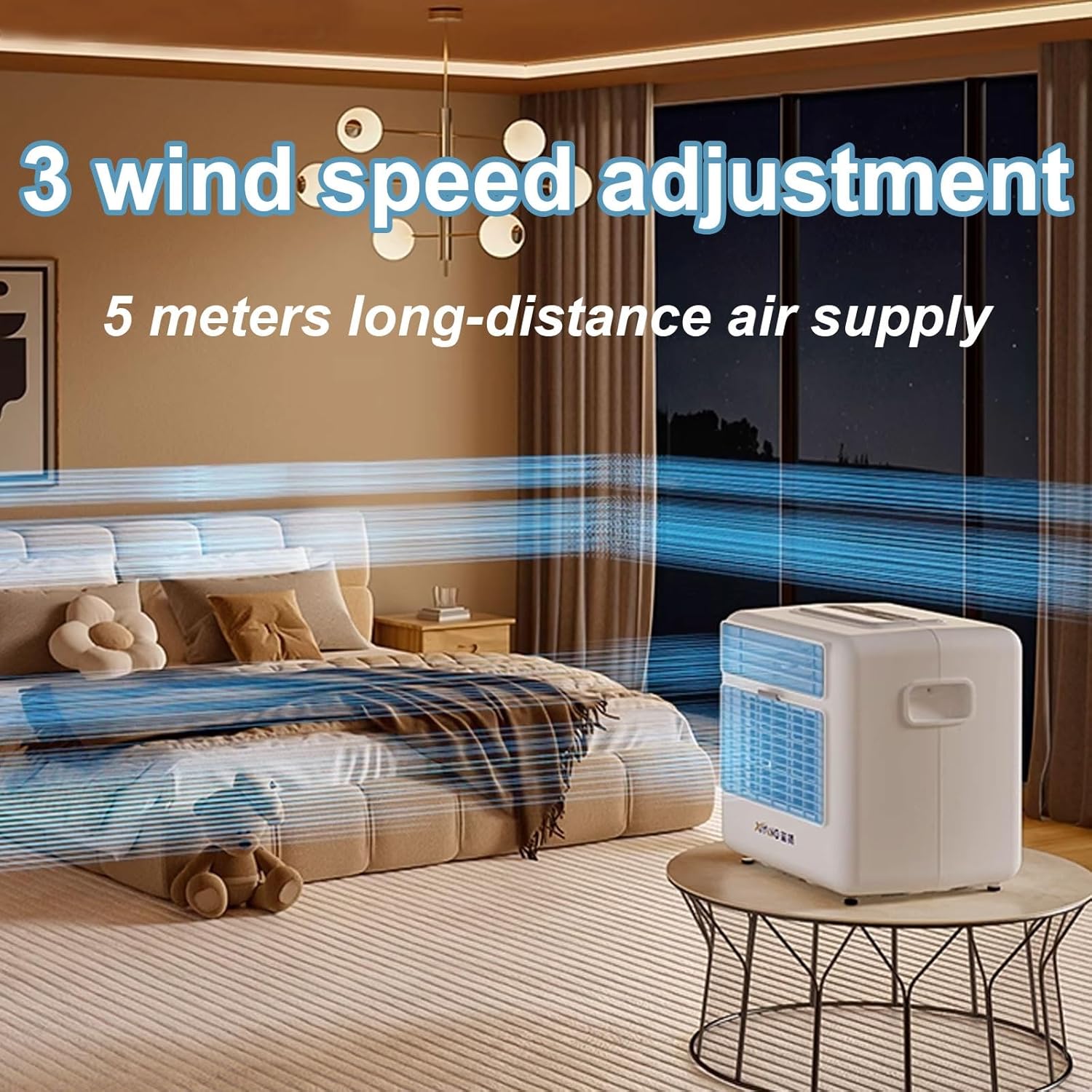 Portable Air Conditioners No Windows Needed Camping Ac with Keypad and Remote Control 3 Wind Speeds 12H Appointment Timer Small Tower Fan for Home Office