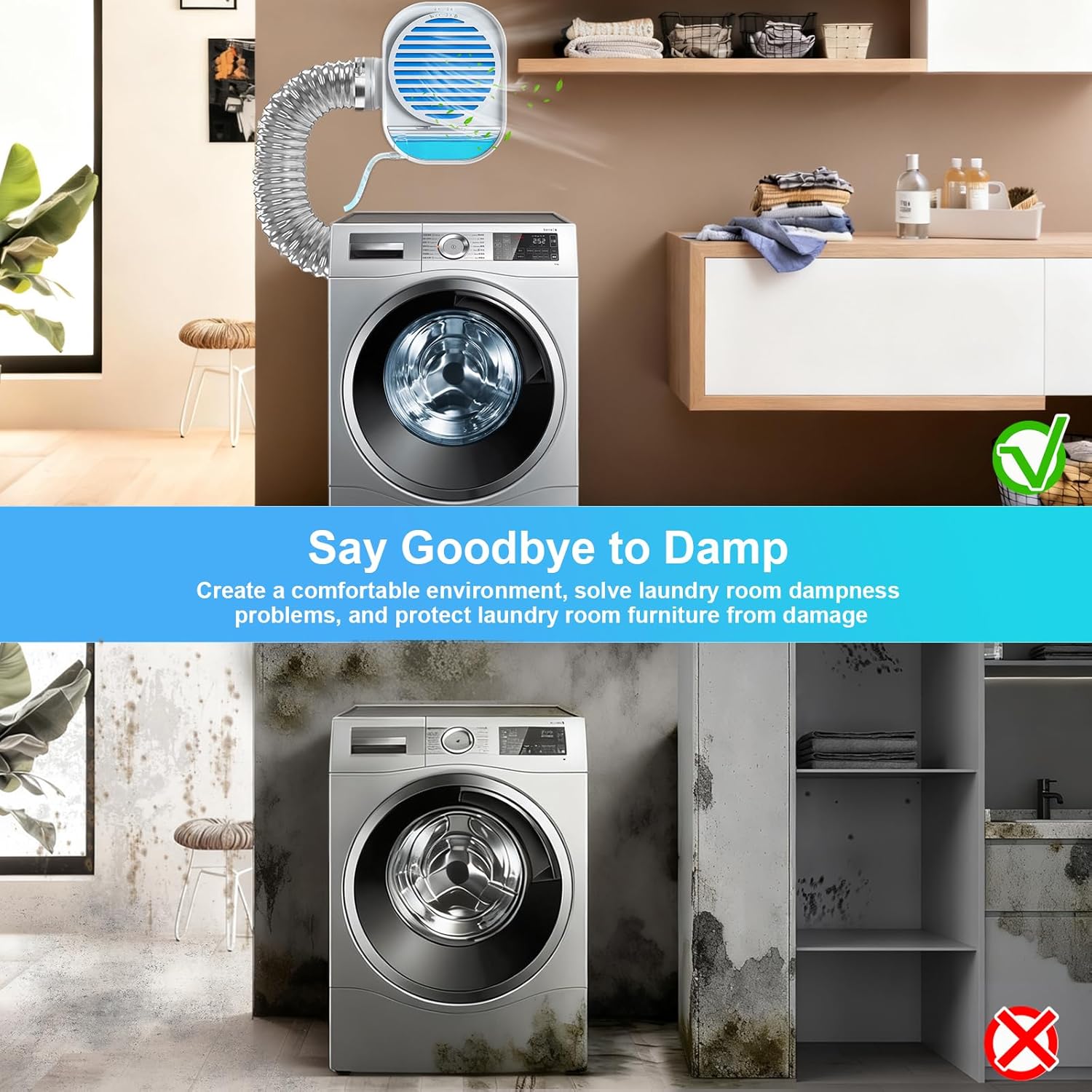 4-in-1 Indoor Dryer Vent with Dehumidifier for Protect Furniture, Dryer Vent Kit for Electric Dryers, Stainless Steel Screen Filter, Lint Trap,Polyester Filter and Visual Water Tank