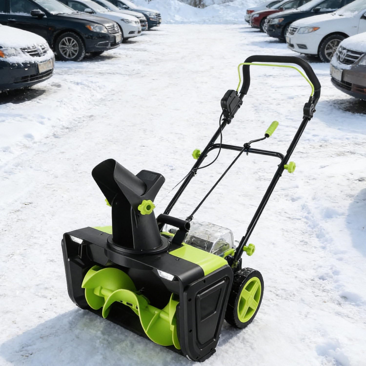 20-Inch Cordless Snow Thrower, 40V Electric Snow Blower with 2×4Ah Batteries, 180° Horizontal/90° Vertical Chute, Perfect for Driveways/Sidewalks