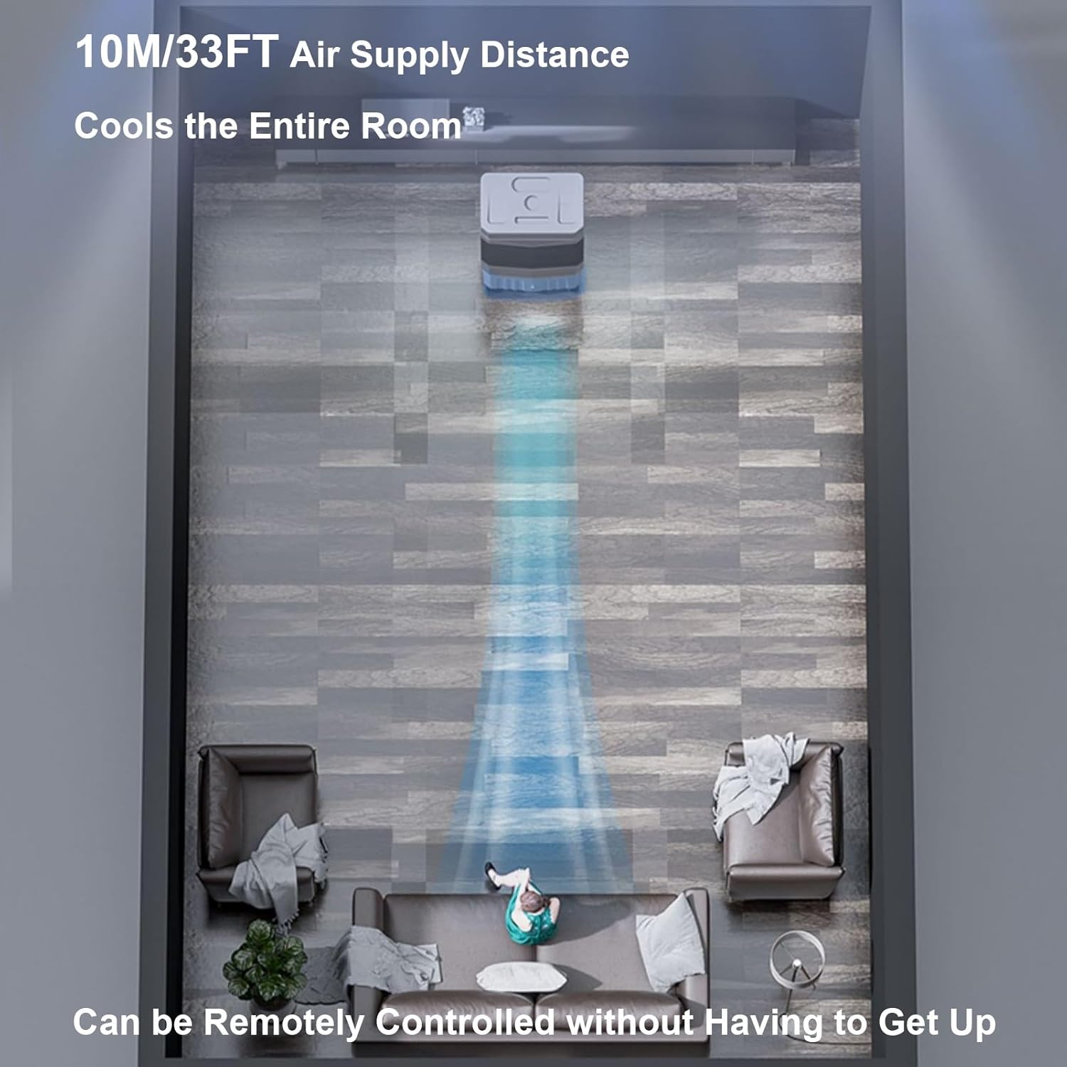 Indoor Swamp Cooler Fan, 3 In 1 Portable Air Conditioners, 10 Gallon Tank, 120° Oscillation, 4 Ice Packs, 12H Timer, Remote, 3 Modes & 3 Speeds Air Cooler for Room Cooling(90cm/35in)