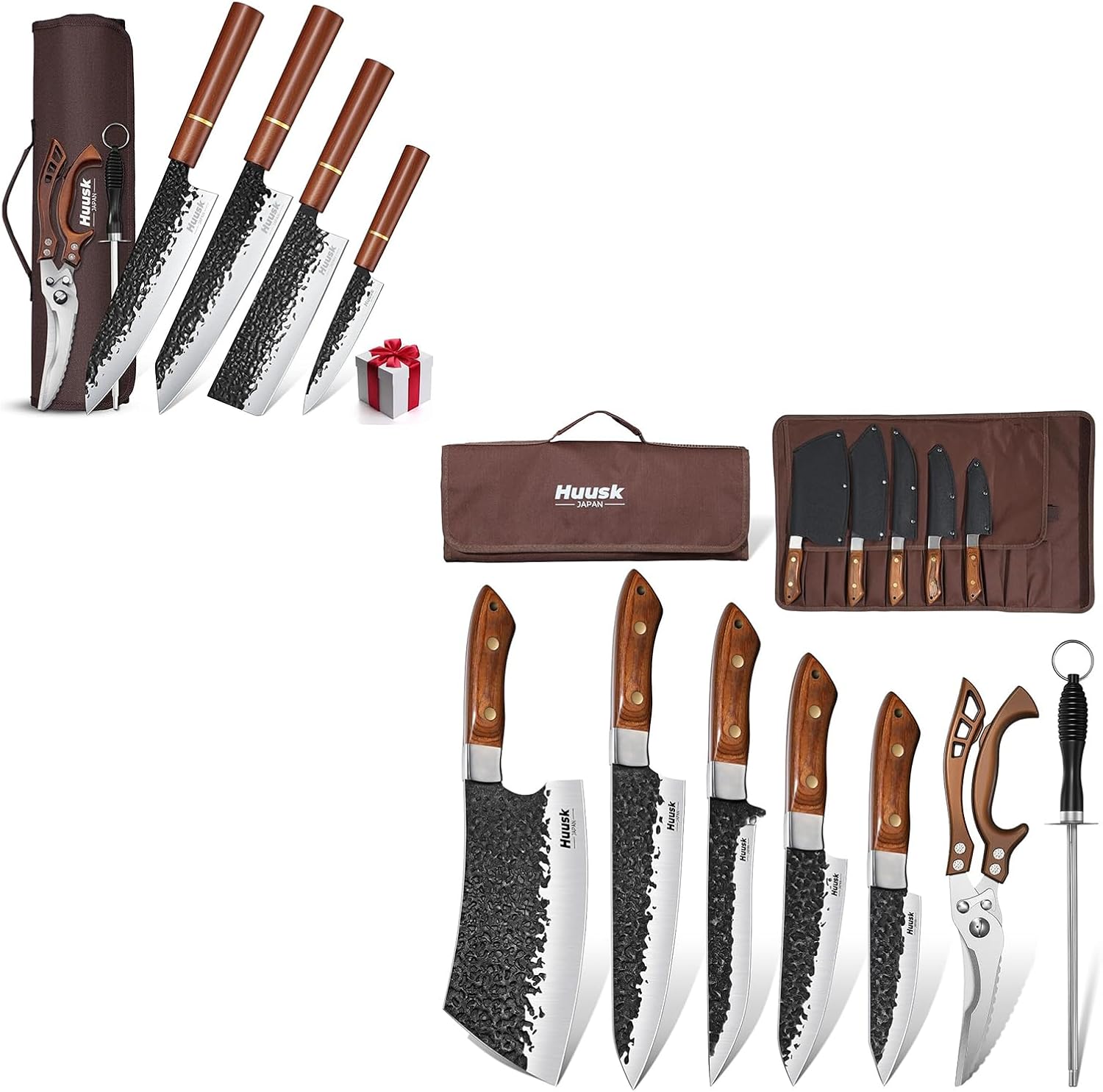 Huusk Butcher Knife Set of 7 Bundle with Japanese Knife Set of 6