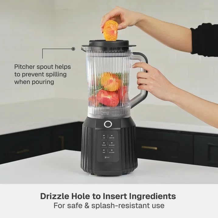 Thymes & Tables Countertop Blender Duo SmartCrush Tech 1100W with 57oz Pitcher & 25oz Cup, Smart Seal Lid, Vortex Blending, Pulse Mode, Dishwasher Safe, Ice Crush, Smoothie Preset (Slate Gray)