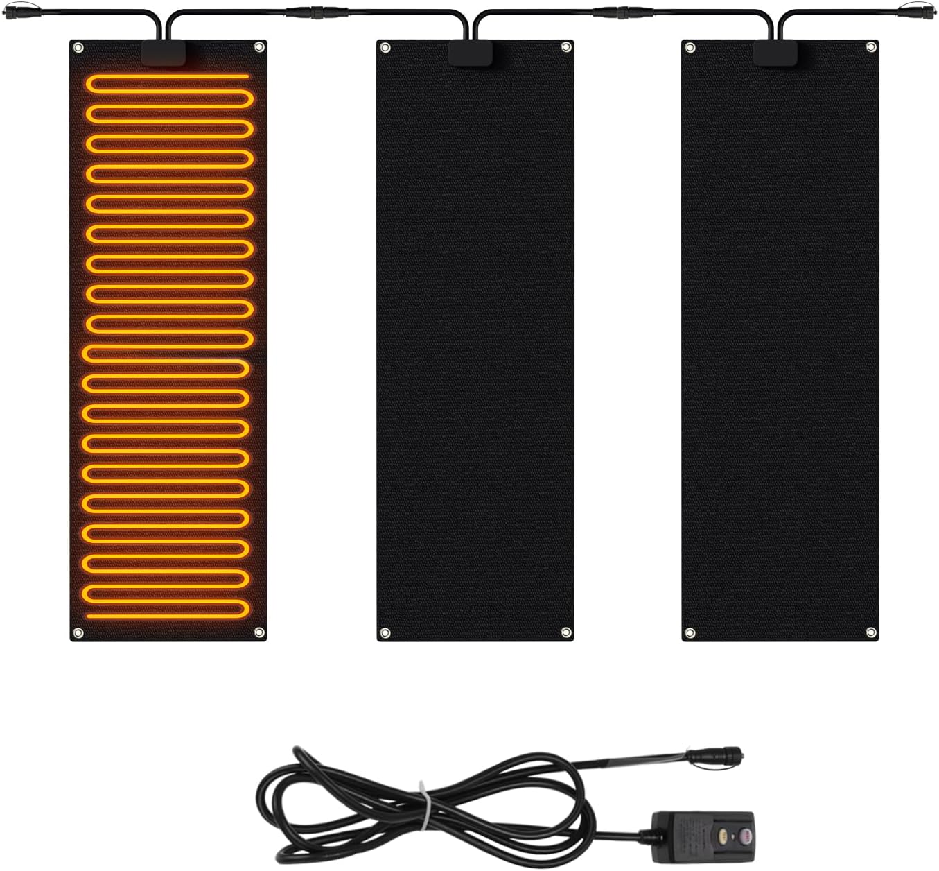 MEASUREMAN Snow Melting Mats 10 x 30 Inch 3PCS, Rubber Heated Mat for Walkways, Decks, Sidewalks with Anti-Slip Surface, GFCI Leakage Protection Plug