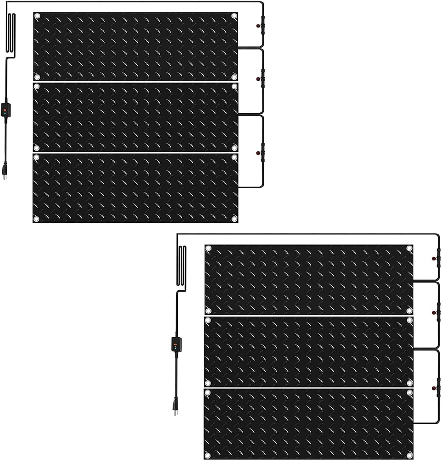 Heated Snow Melting Mat， Slip Proof Rubber Heated Mat for Winter Stairs with Power Cord(10x15inch,6 Pieces)
