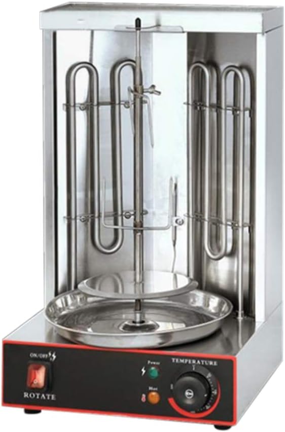 Vertical Grill Doner Grill 3KW Grill Machine Electric Gyro Machine Gyro Grill Doner Machine Chicken Grill BBQ Table Grill Temperature Adjustable 50-300°C 6 RPM Silver