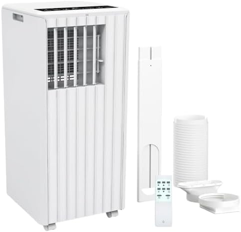 Portable Air Conditioner,8,000 BTU Cools Rooms Up to 350 Sq.Ft. 3 Modes, Remote Control, Easy Installation Kit Included,White