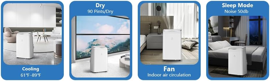 Portable Air Conditioner 14000 BTU with Remote Control, 3-in-1 Free Standing Cooling AC Unit with Fan & Dehumidifier, Cooling Up to 700 sq.ft, Smart/Sleep Mode,3 Speed,Auto Swing,24H Timer