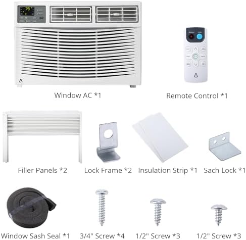 8,000 BTU Smart WiFi Window Air Conditioner - Cools 350 Sq.Ft, 3-Speed Fan, Remote/App Control, ECO Mode, UL/DOE Certified, White