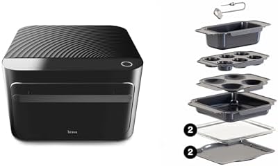 Brava Oven Bake & Breakfast Set: 10-in-1 Touchscreen Countertop Smart Oven, Air Fryer, 6-Slice Toaster, Slow Cooker, Reheater, Dehydrator, Rice Cooker, Healthy & User Friendly, Auto-Shut Off, Black