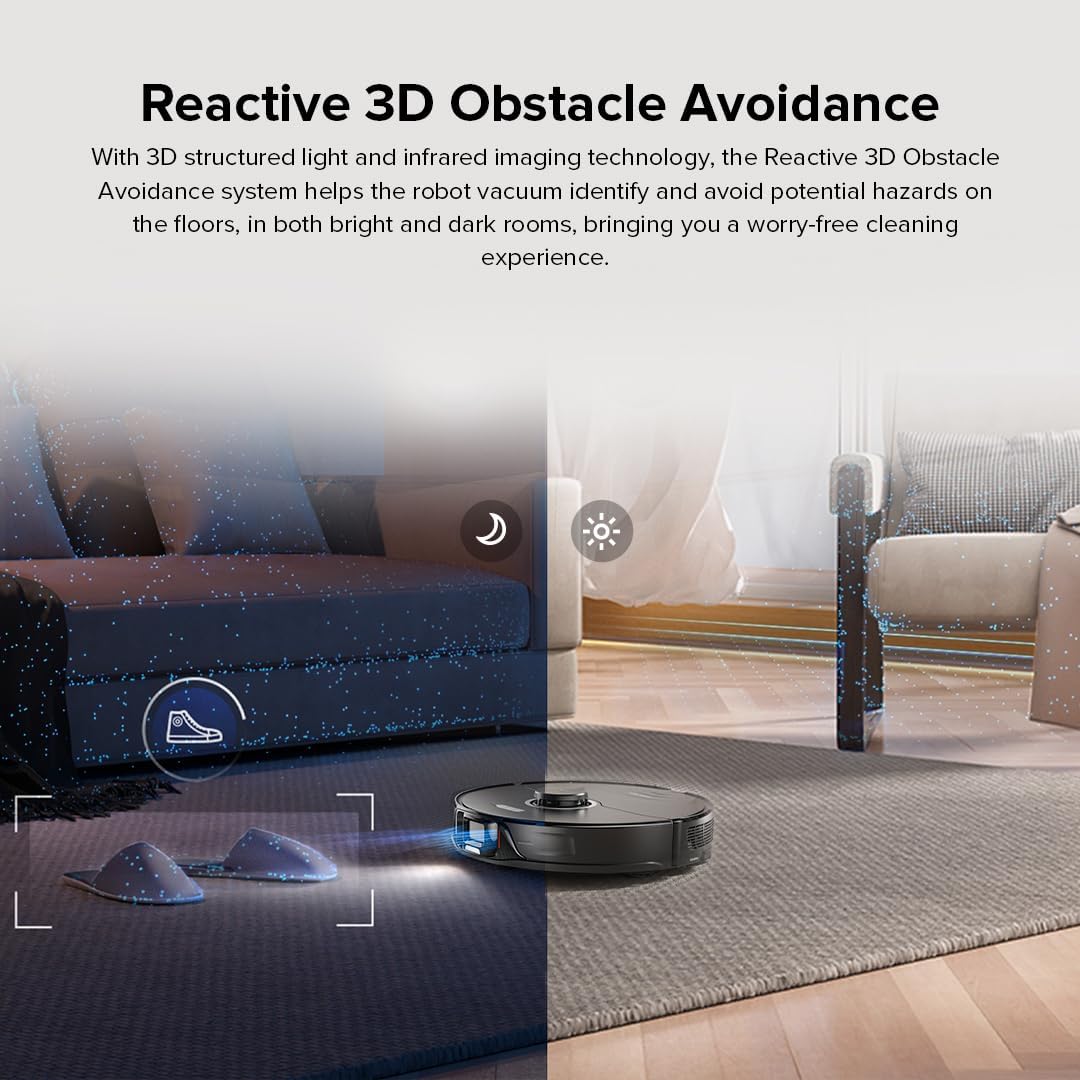 roborock S8+ Robot Vacuum, Sonic Mop with Self-Empty Dock, Stores up to 60-Days of Dust, Auto Lifting Mop, Ultrasonic Carpet Detection, 6000Pa Suction, Black (Renewed)
