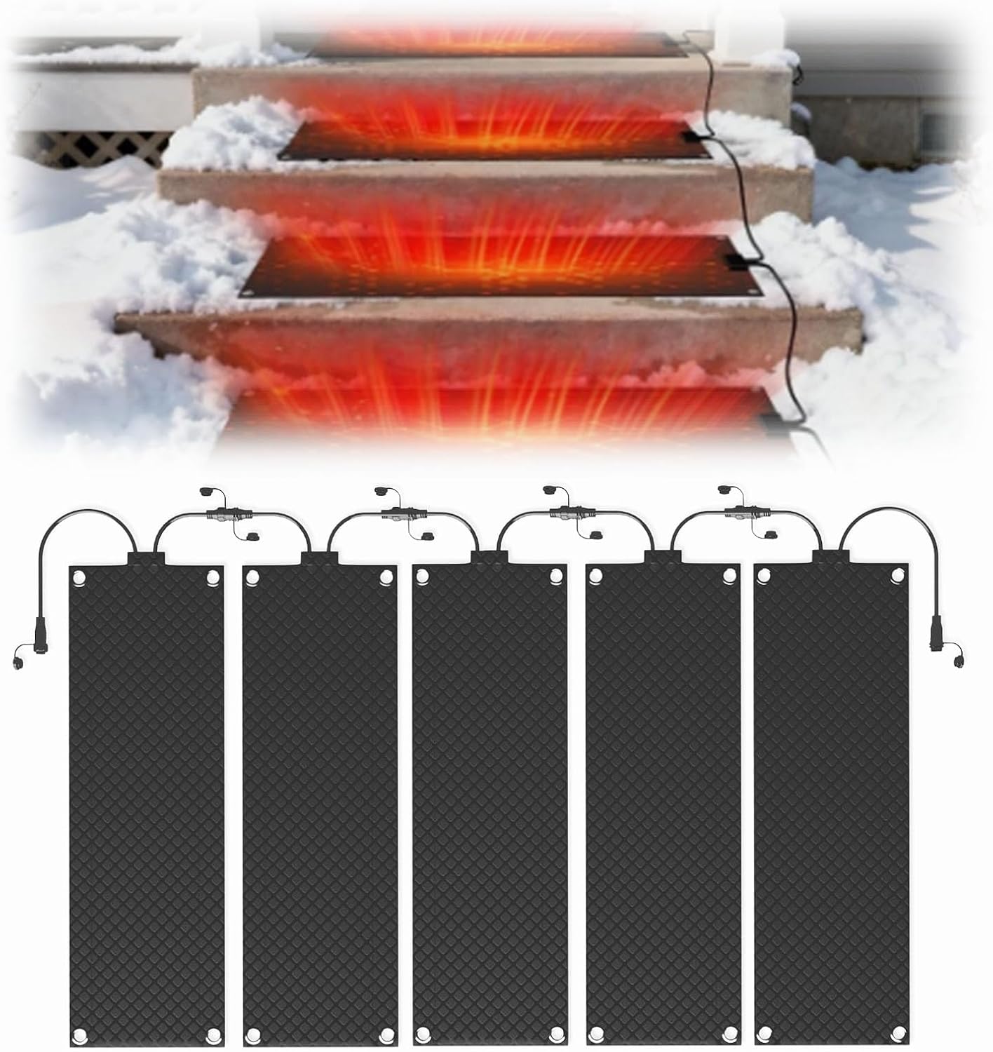 Snow Melting Mat,Heating Entrance,1/2/3/4/5 PCS,Non-Slip Winter Removal and Ice Melt Products,for Stairs, Steps, Walkways & Driveways(Size:10 * 48in,Color:5 Piece)