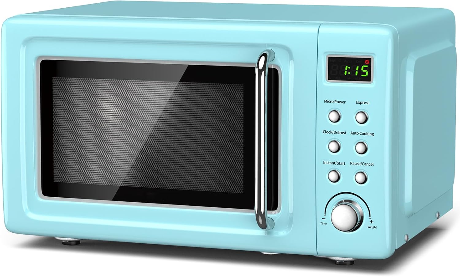 Moccha Retro Microwave, 0.7Cu.ft Compact Microwave, 700-Watt Countertop Microwave Ovens w/5 Micro Power, Delayed Start Function, LED Display, Child Lock, Small Microwave (Green)