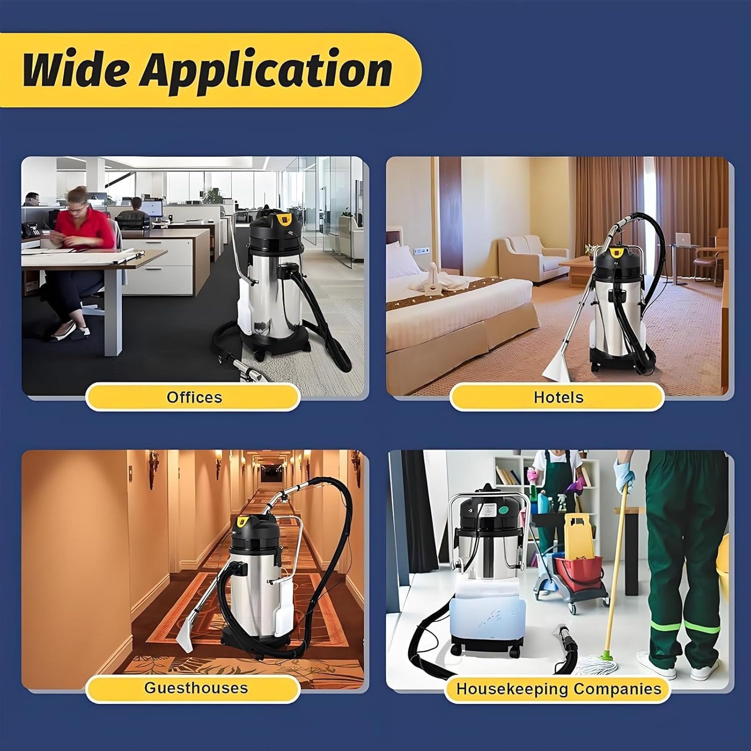 Commercial Carpet Cleaning Machine, Wet Dry Vacuum Cleaner for Carpet/Floor/Auto Detailing, 1034W 230mbar Suction, Stainless Steel Body 40L/10.56gal (40L)