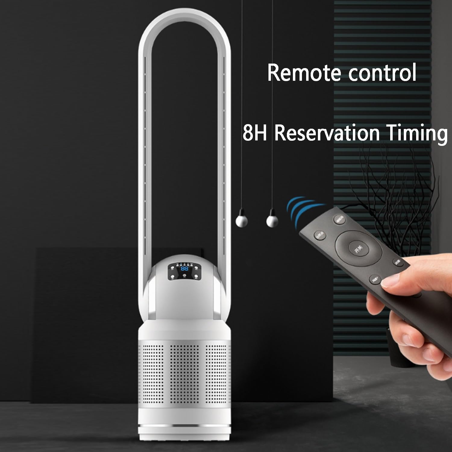 Bladeless Fan Floor Fan Home Table Fan Tower Fan Pedestal Fan Air Circulation Fan; with Remote Control + Can Be Timed; Can Be Used All Year Round (Cooling Fan)(Gold)