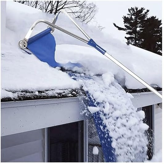 Telescopic Roof Snow Rake Kit, Aluminum Extension Pole Sections, Slide Tarp Snow Puller, Roof Snow Remover for Garage Porch Carport