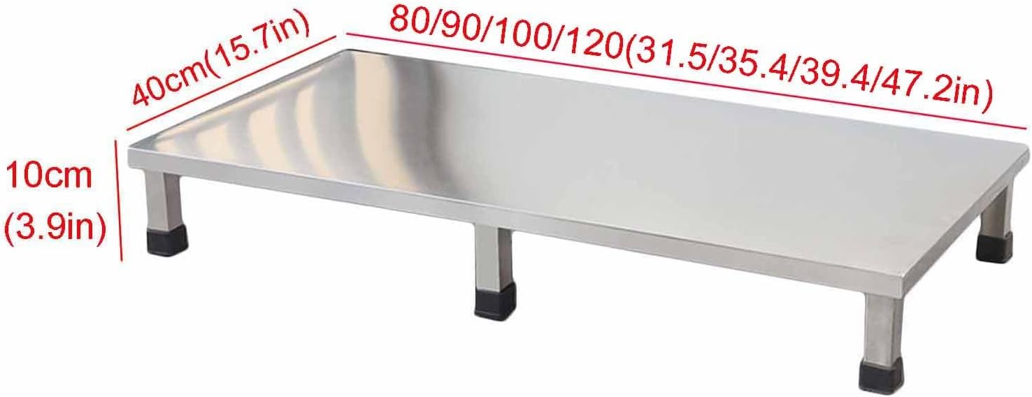 XPLKQXE Stainless Steel Fridge Stand, Laundry Pedestal Washing Machine Tray Mat, Raised Shelf Base for Various Furniture and Household Appliances, No Assembly(Size:120x40x10cm)