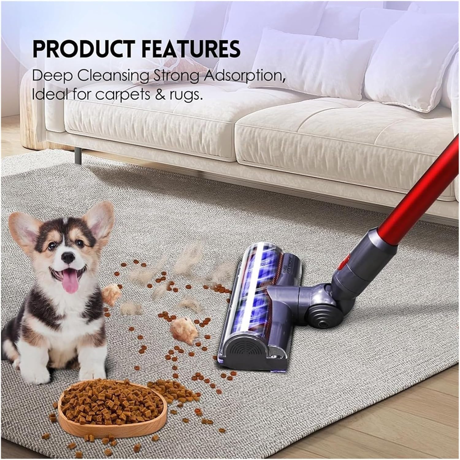 Cordless Vacuum Cleaner Parts Turbine Floor Brush HeadDirect Drive Motor Cleaning Head，Compatible for Dyson， V7 V8 V10 V11 V15