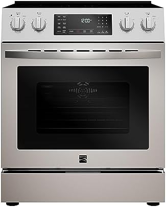 Kenmore Front Control Electric Range Oven with 5 Cooktop Elements with 7 Cooking Power Options, True Convection, Steam and Self Clean, Freestanding Oven, 4.8 cu. ft. Capacity Stainless Steel