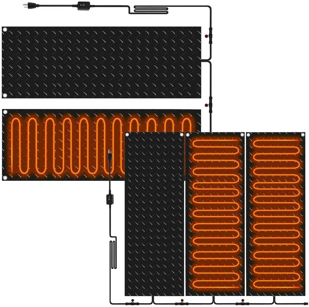 Heated Snow Melting Mats for Stairs, Electric Snow Melting Mats for Winter Snow Removal, Heated Outdoor Mats, Trusted Snow and Ice Melting Mats and No-Slip Stair Heating Mats,5 pcs,24''×60''